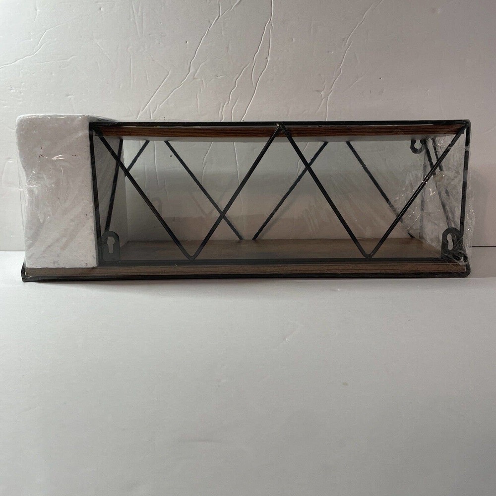 Floating Shelves Set Of 2 13” And 16” Long Pre-assembled Wood And Black Metal